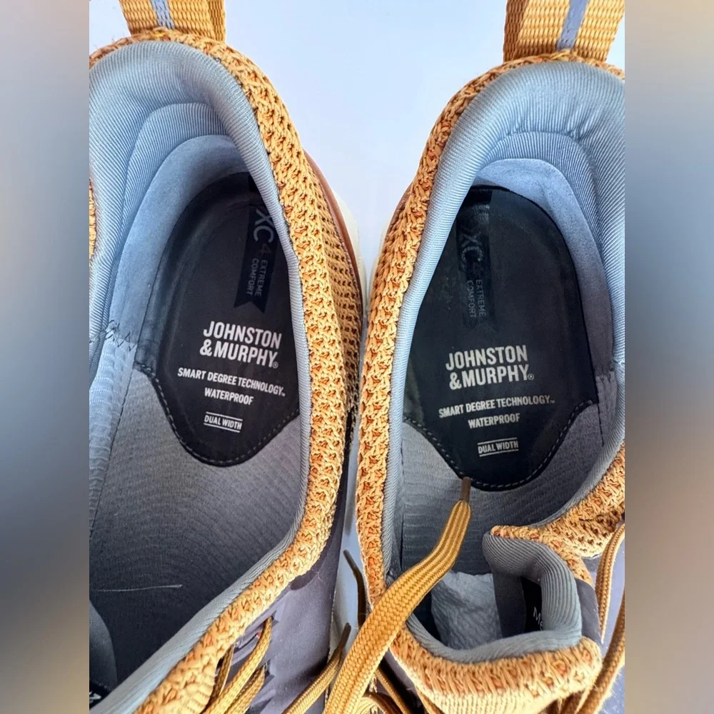 Johnston & Murphy XC4 TR1 Sport Hybrid Knit Waterproof Yellow Brown Sneakers 12